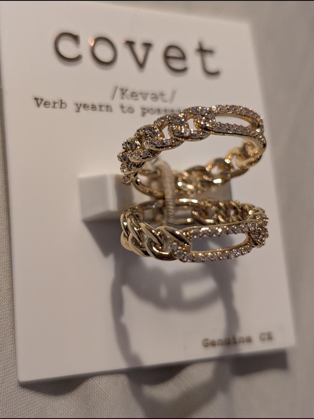 Covet Gold Chain Link Pave Ring Set